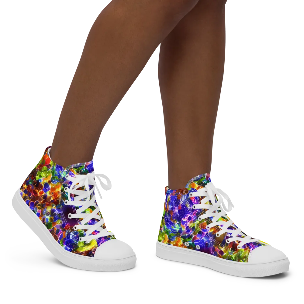 Neon Botanica on Women's High Top Canvas Shoes — Right