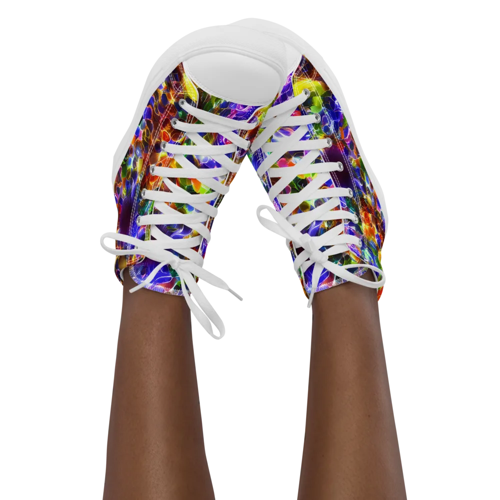 Neon Botanica on Women's High Top Canvas Shoes — Front