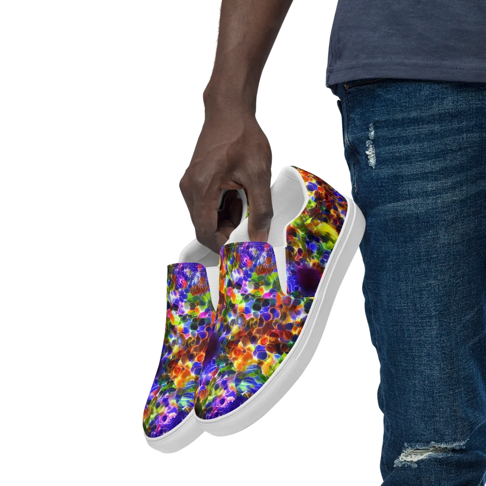 Neon Botanica on Men's Slip-On Canvas Shoes — Left Front