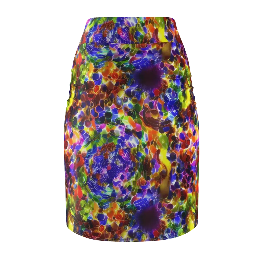 Neon Botanica on Pencil Skirt — Back