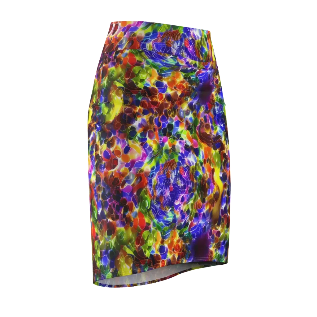 Neon Botanica on Pencil Skirt — Front Side