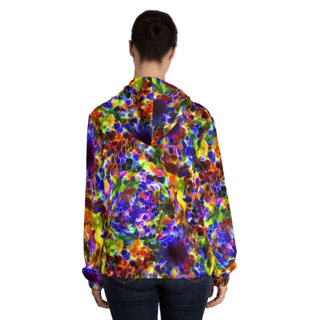 Neon Botanica on Women's Full-Zip Hoodie — Back On Person