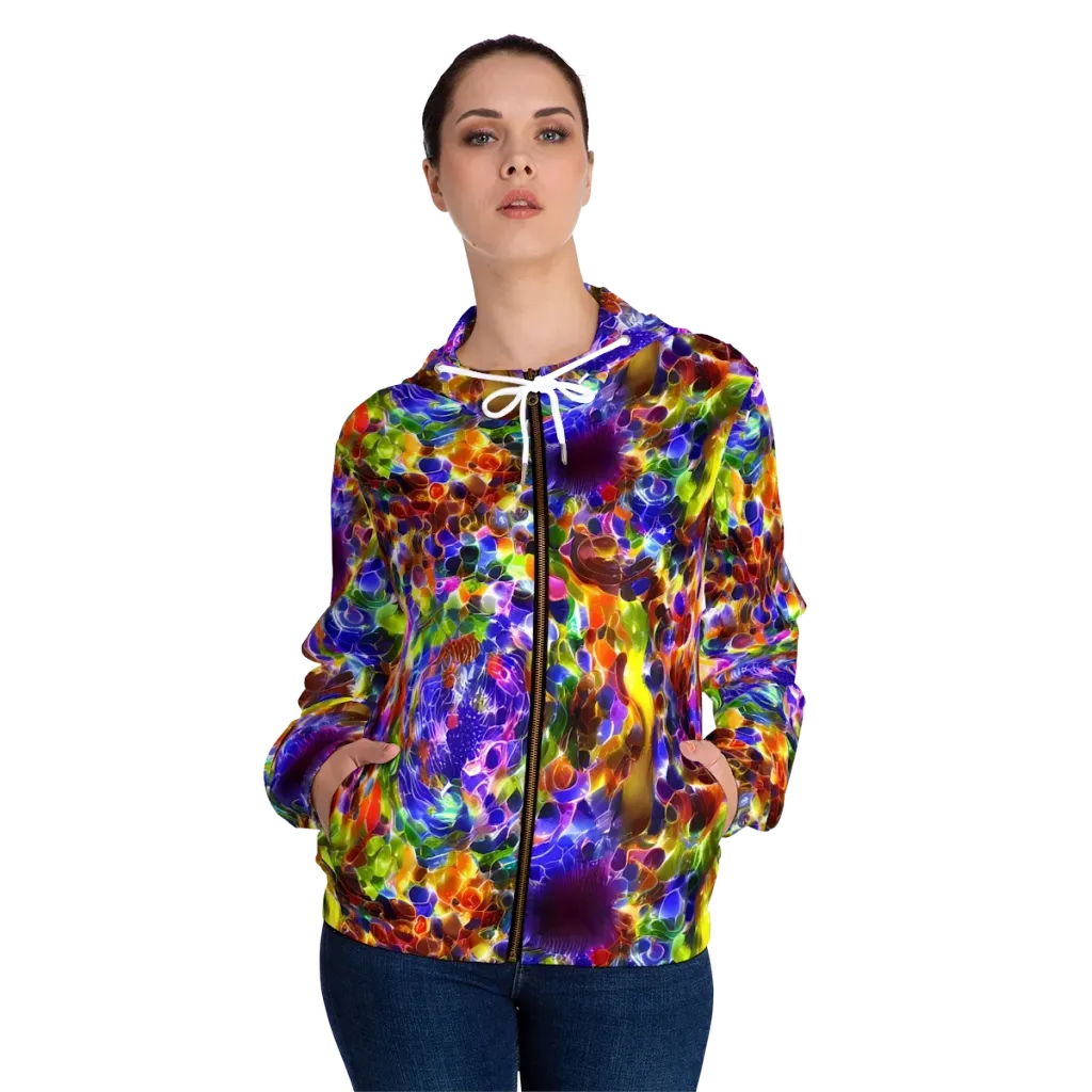 Neon Botanica on Women's Full-Zip Hoodie — Front On Person