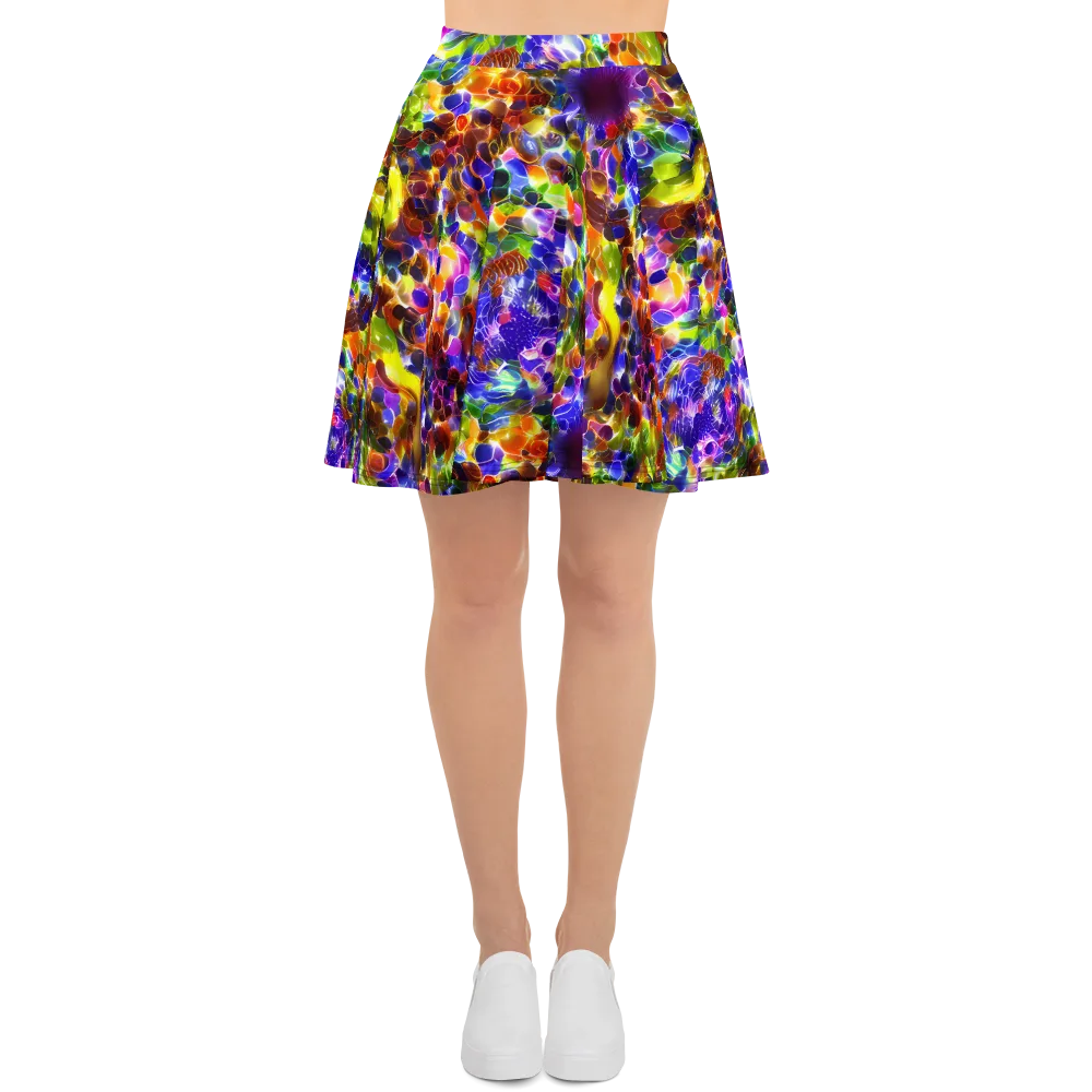 Neon Botanica on Skater Skirt — Front