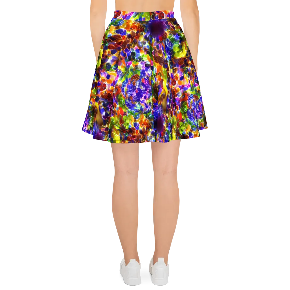 Neon Botanica on Skater Skirt — Back
