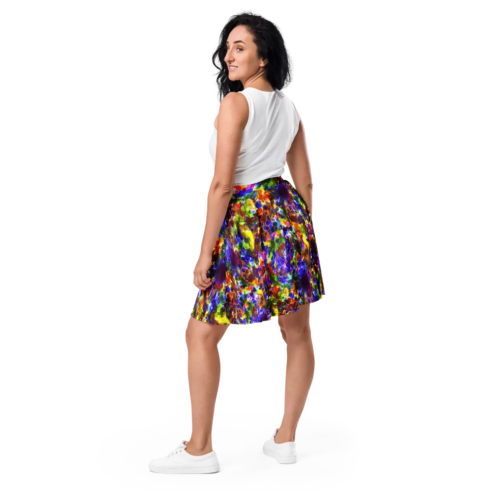 Neon Botanica on Skater Skirt — Back