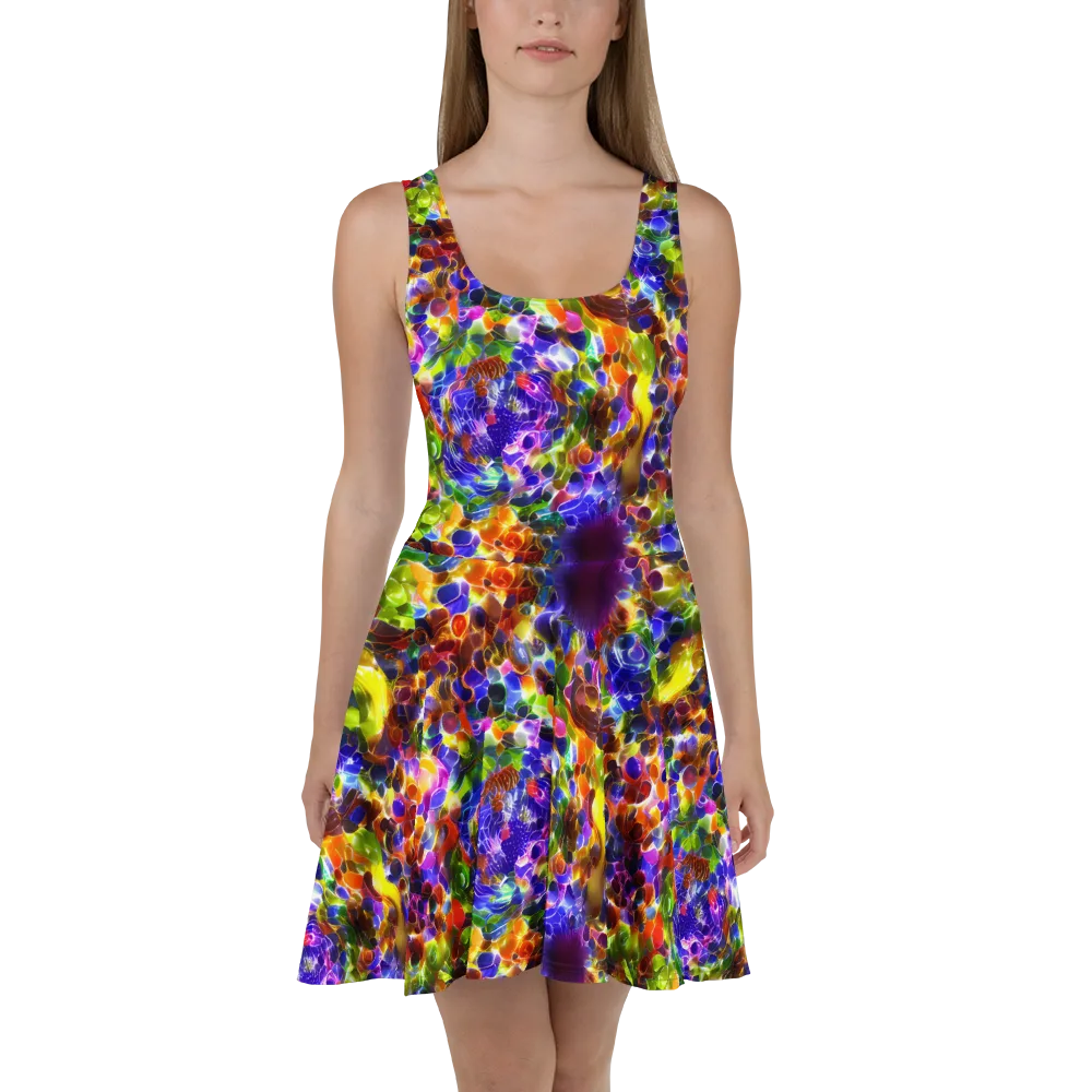 Neon Botanica on Skater Dress — Front