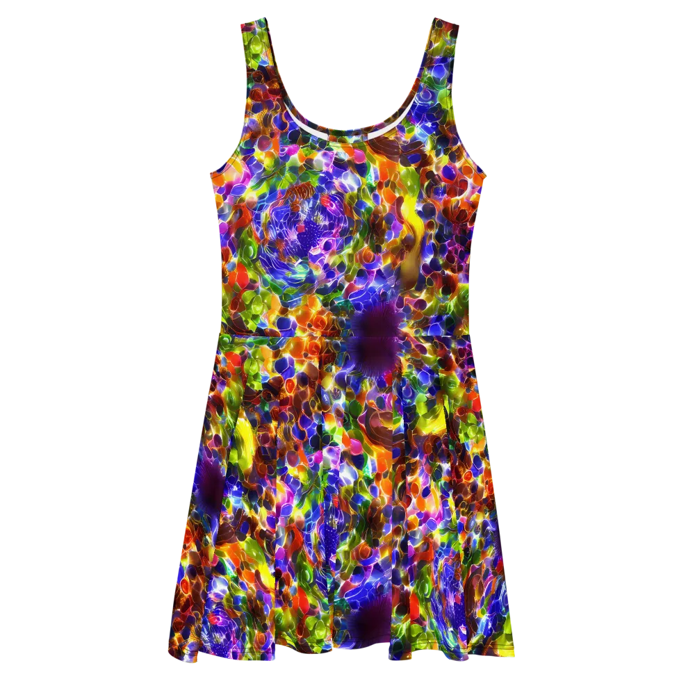 Neon Botanica on Skater Dress — Front