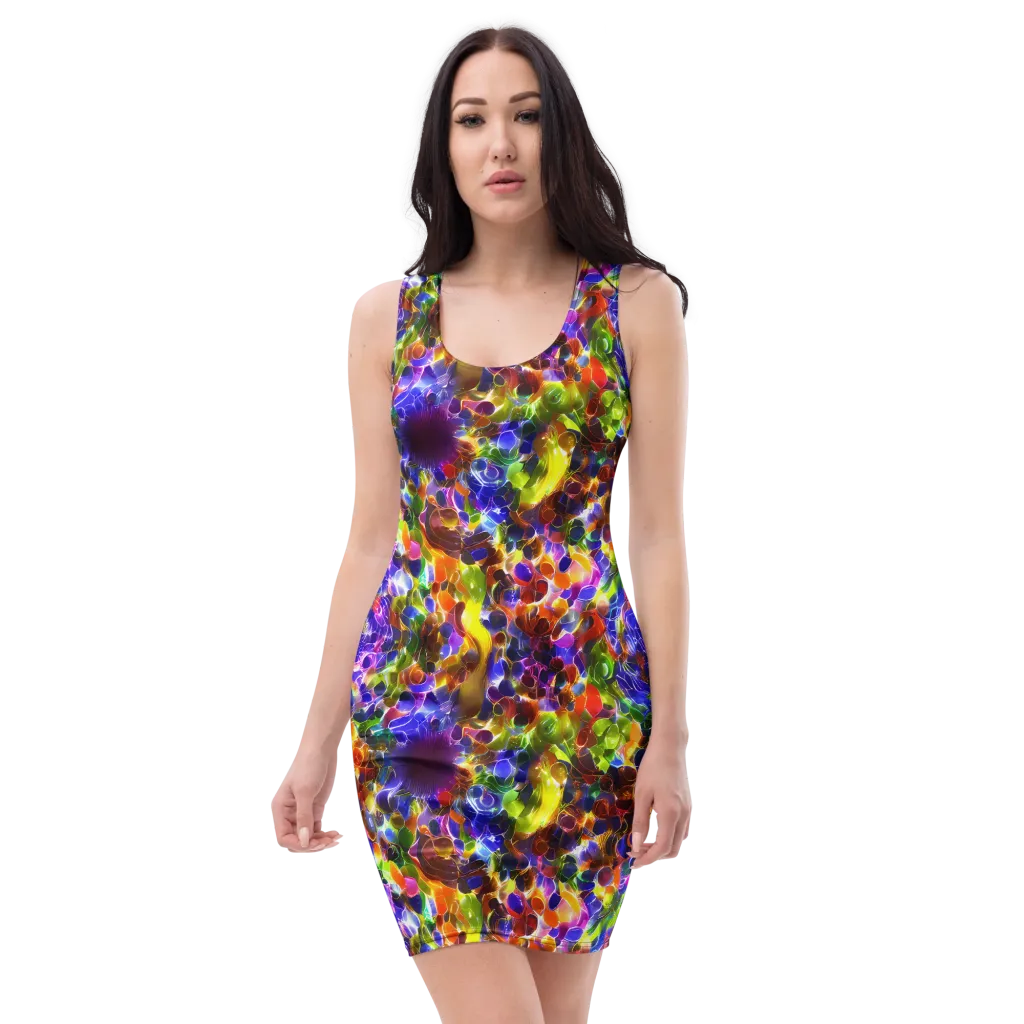 Neon Botanica on Bodycon Dress — Front