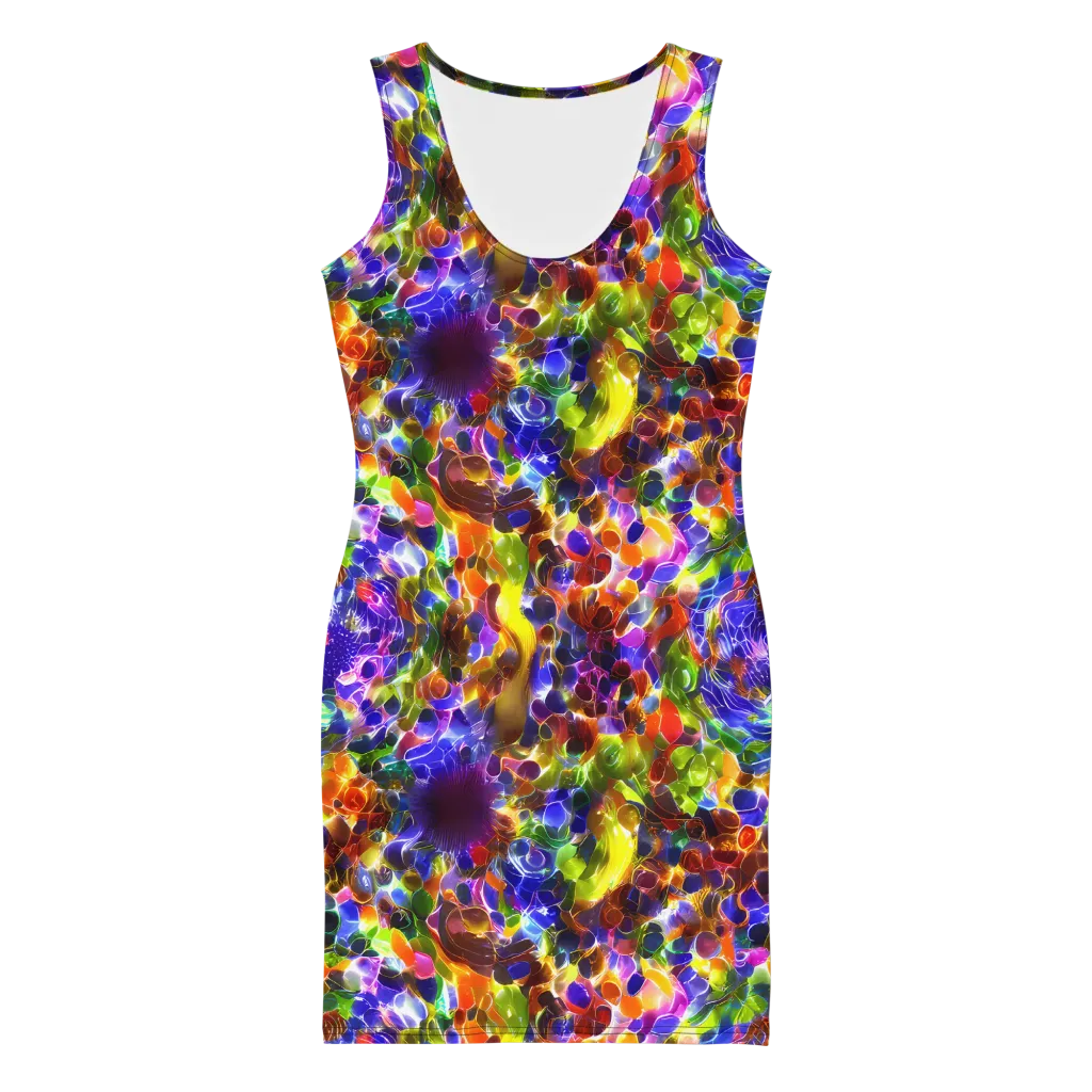 Neon Botanica on Bodycon Dress — Front