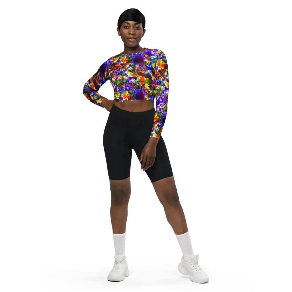 Neon Botanica on Long Sleeve Crop Top — Front