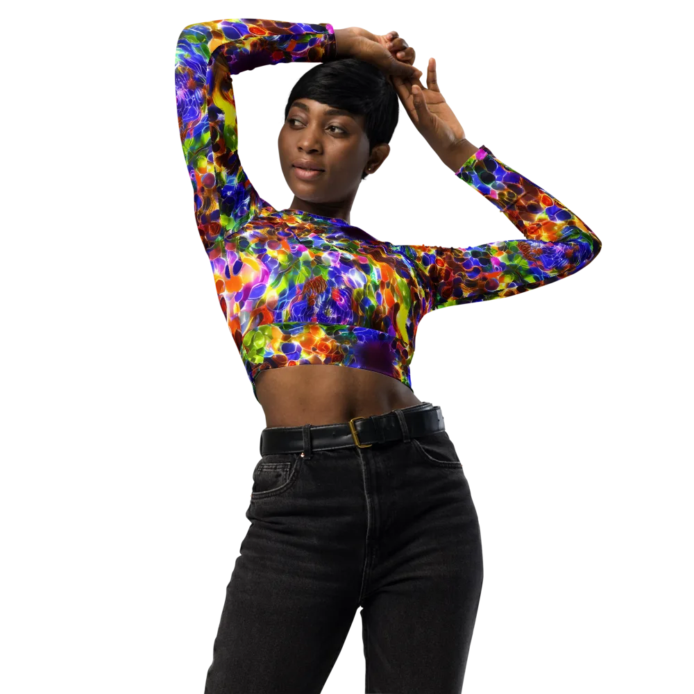 Neon Botanica on Long Sleeve Crop Top — Front