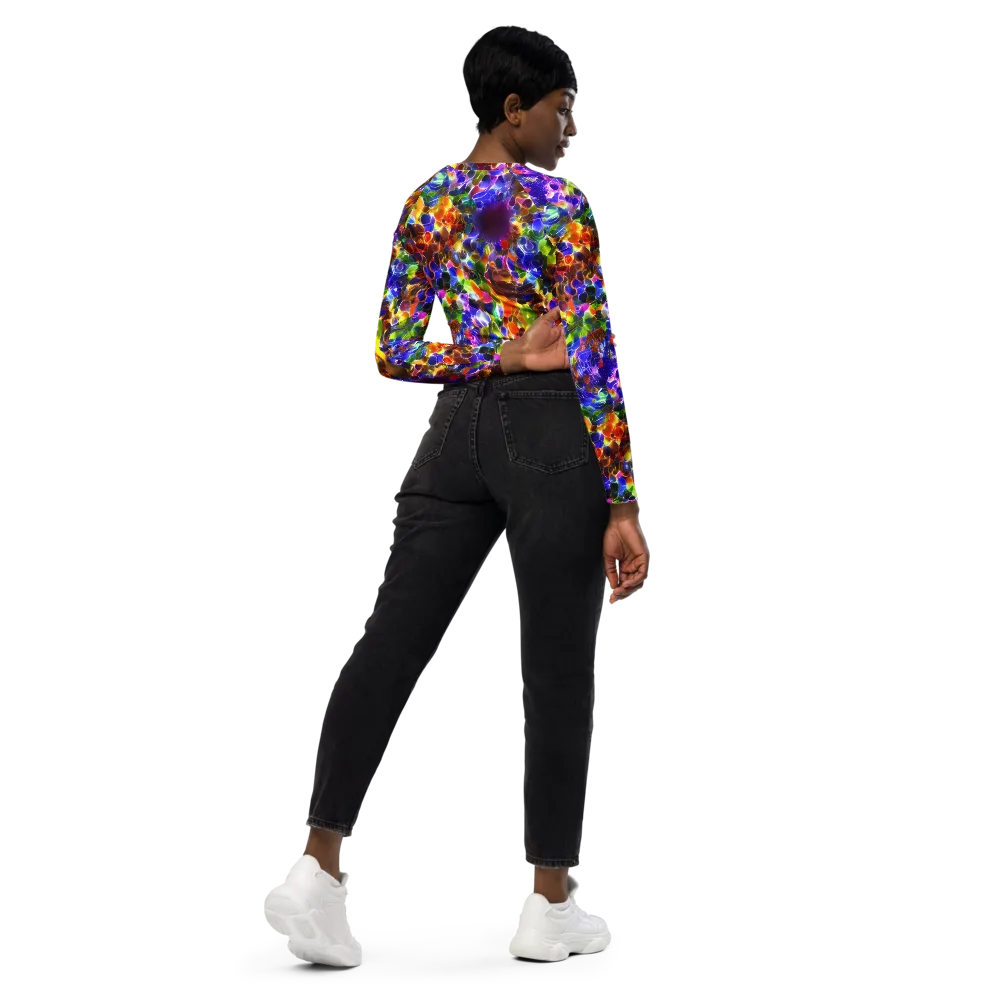 Neon Botanica on Long Sleeve Crop Top — Right Back
