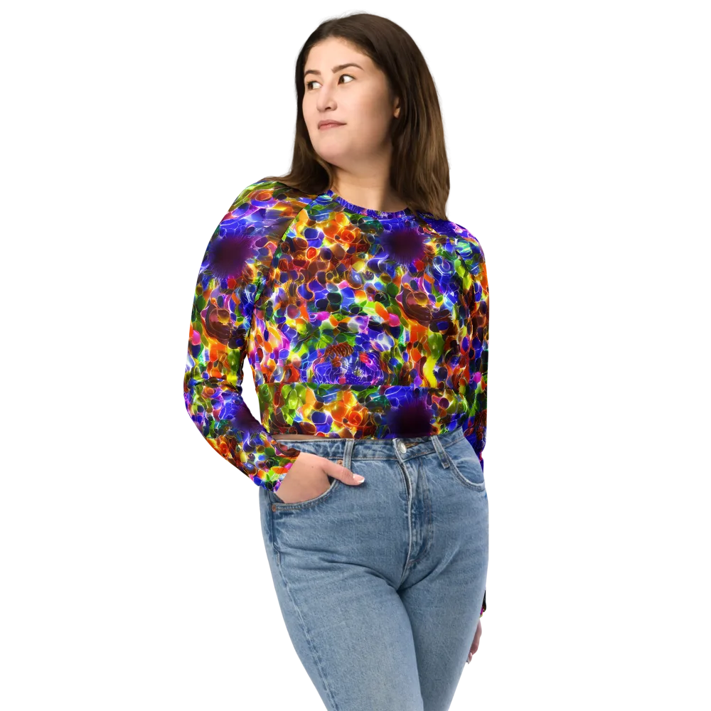 Neon Botanica on Long Sleeve Crop Top — Front