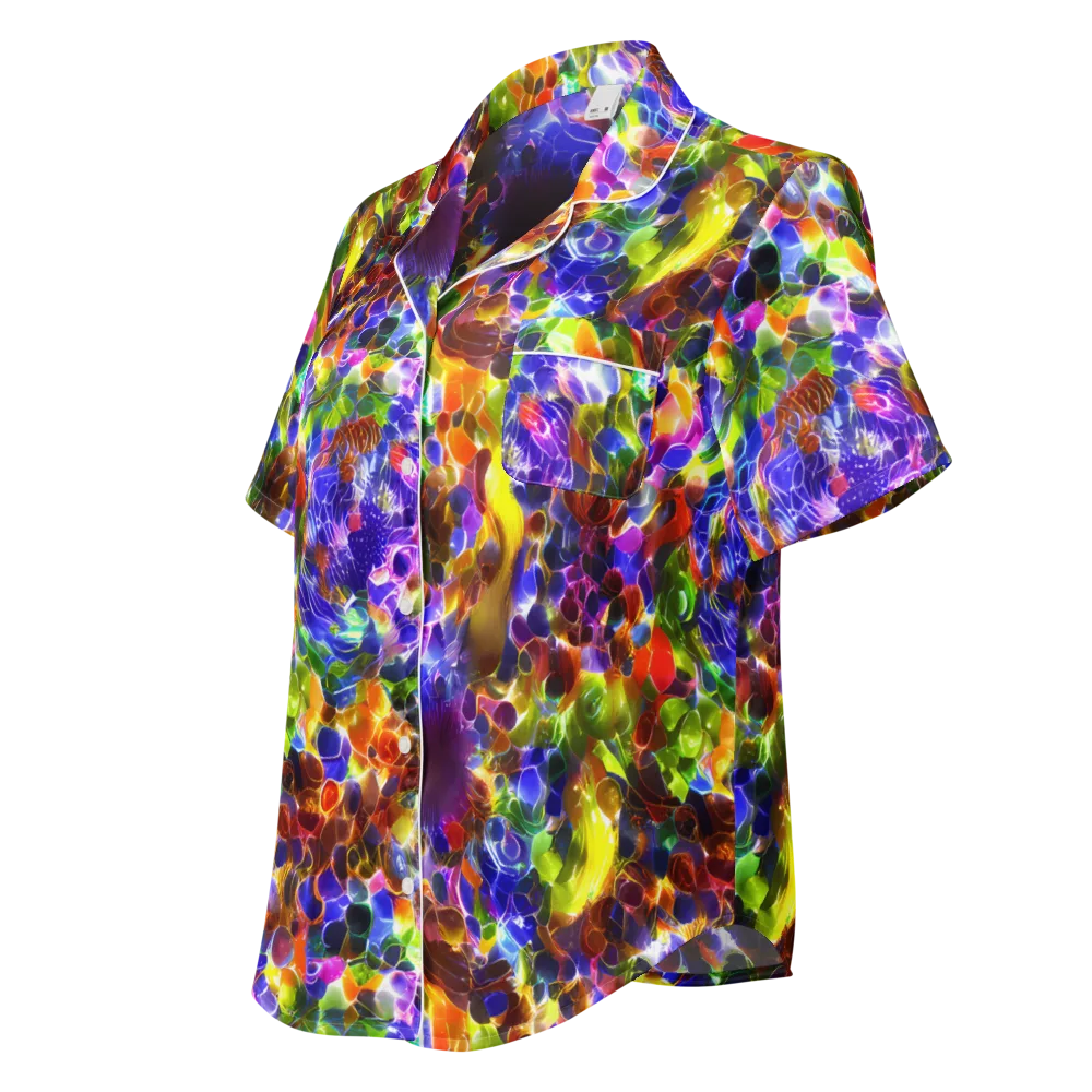 Neon Botanica on Women's Short Sleeve Pajama Top — Left Front