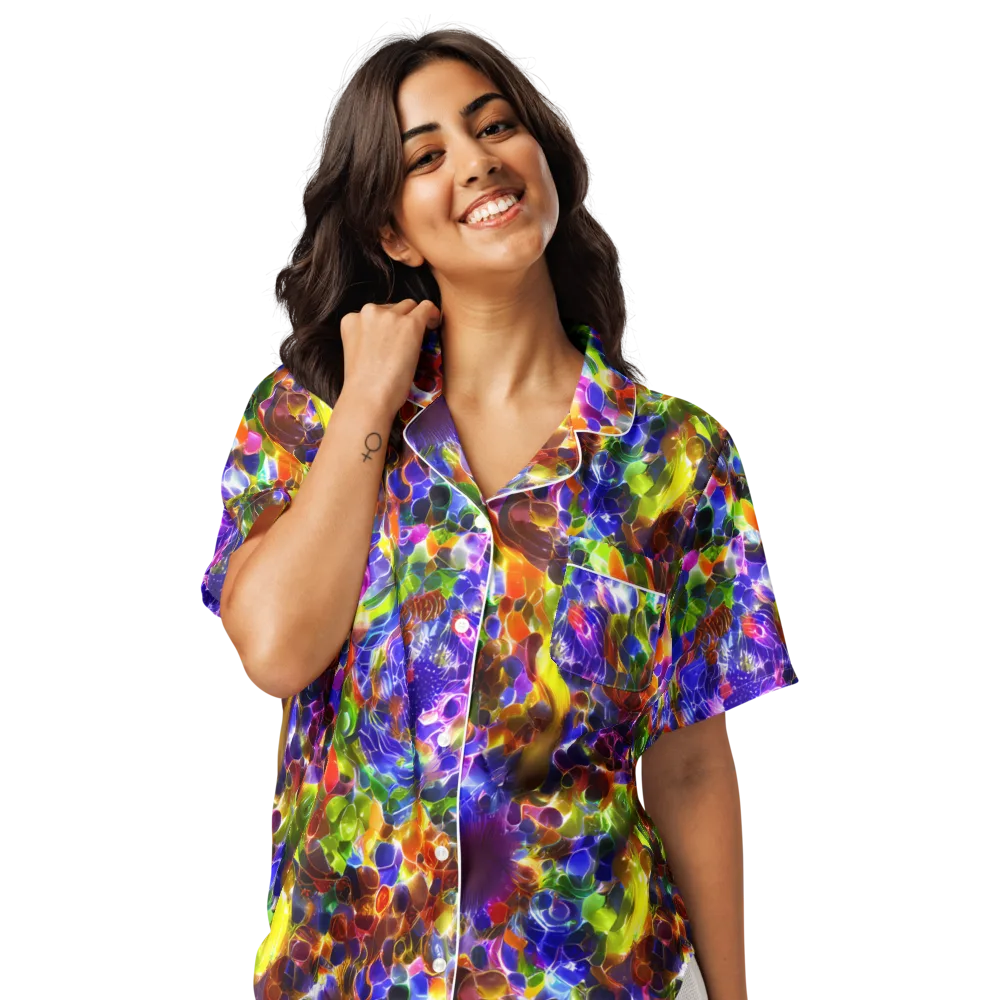 Neon Botanica on Women's Short Sleeve Pajama Top — Front