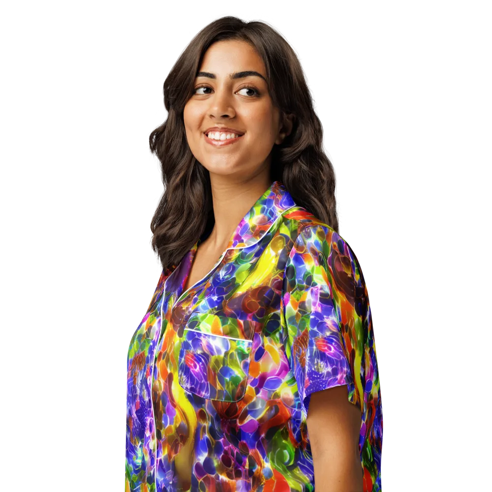 Neon Botanica on Women's Short Sleeve Pajama Top — Left Front