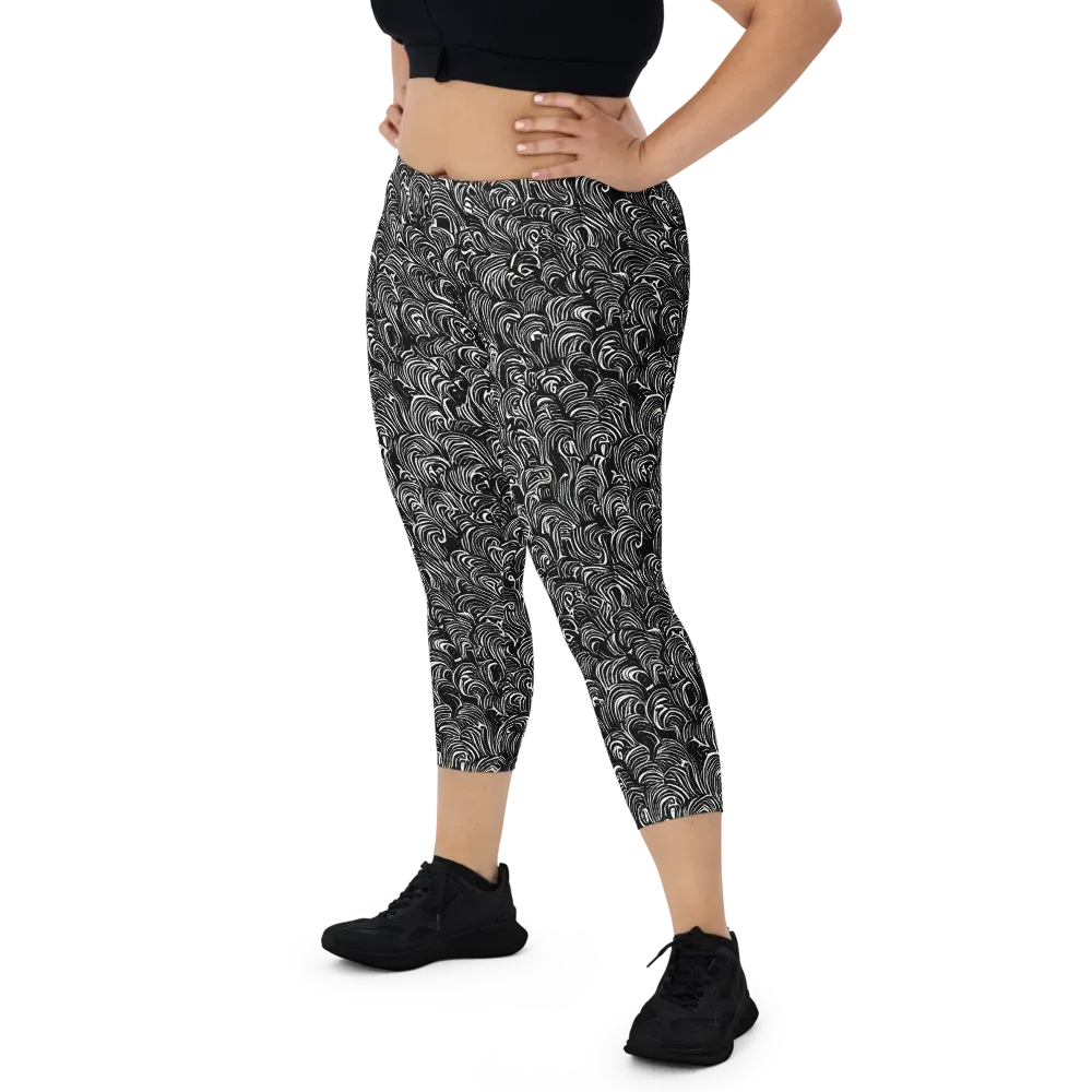 Midnight Feather on Capri Leggings — Front