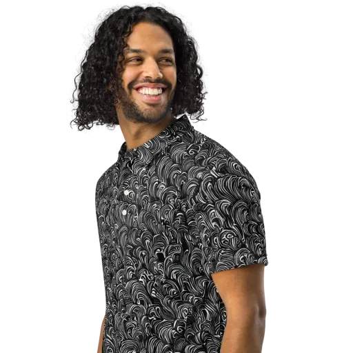 Midnight Feather on a Men's Slim Fit Polo Shirt