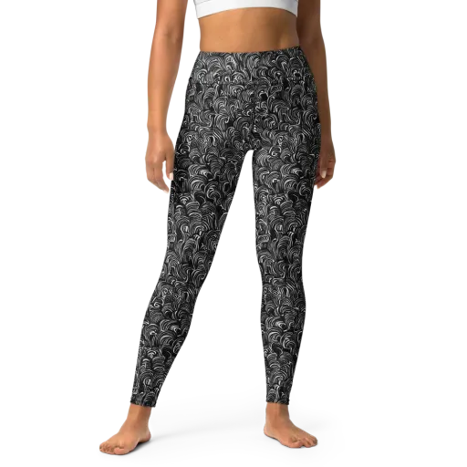 Midnight Feather on a Yoga Leggings