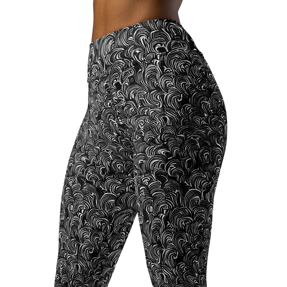 Midnight Feather on Yoga Leggings — Left Front