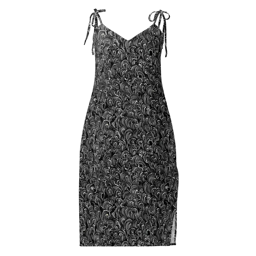 Midnight Feather on Slip Dress — Front
