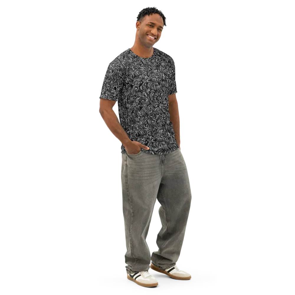 Midnight Feather on Men's Cotton Crew Neck T-Shirt — Right Front