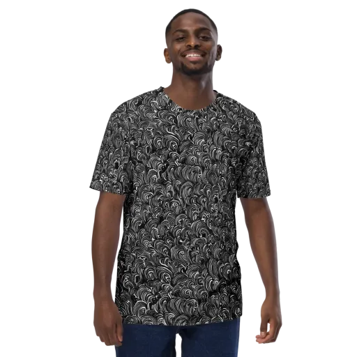 Midnight Feather on a Men's Crew Neck T-Shirt