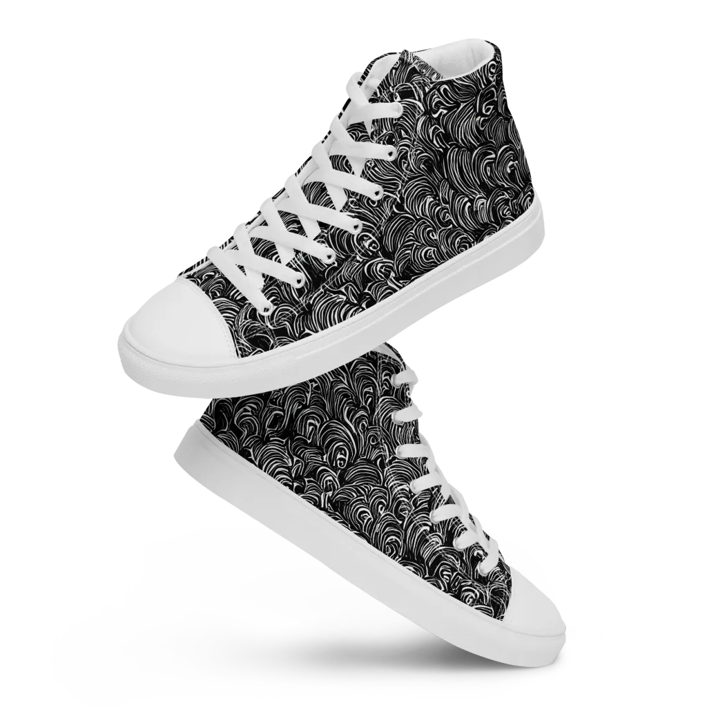Midnight Feather on Men's High Top Canvas Shoes — Front