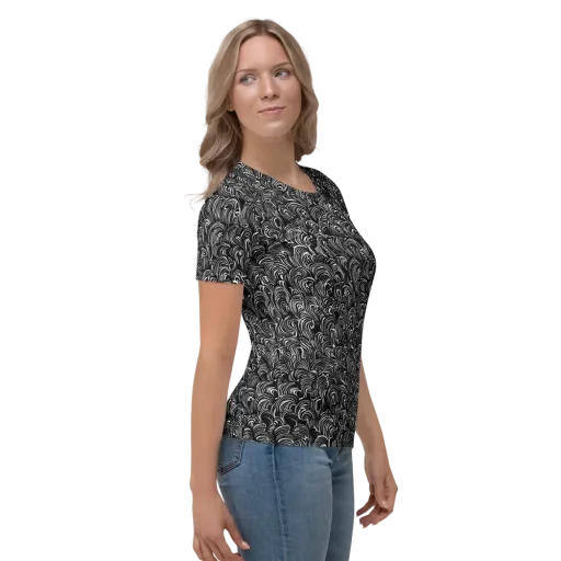 Midnight Feather on a Women's Crew Neck T-Shirt