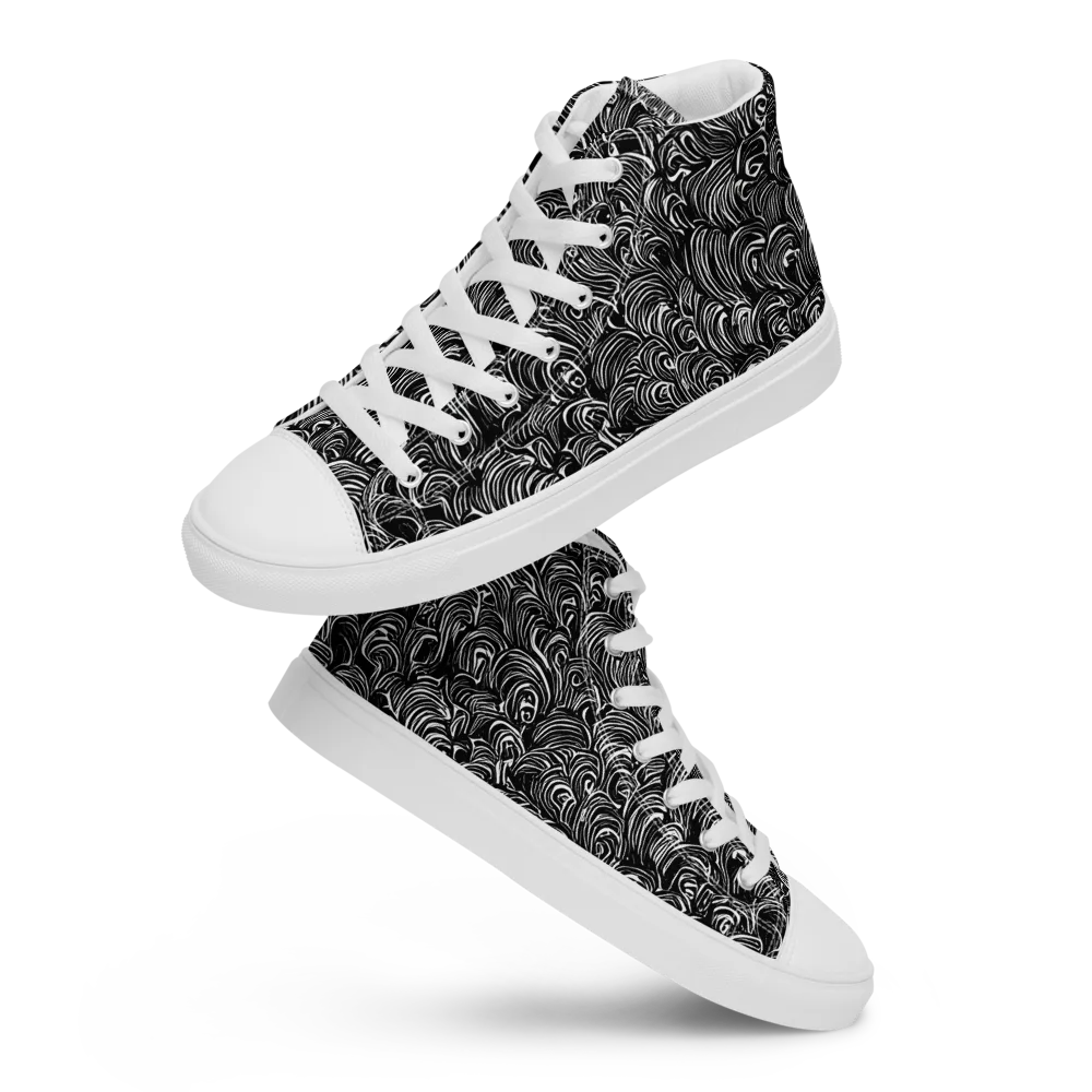 Midnight Feather on Women's High Top Canvas Shoes — Front