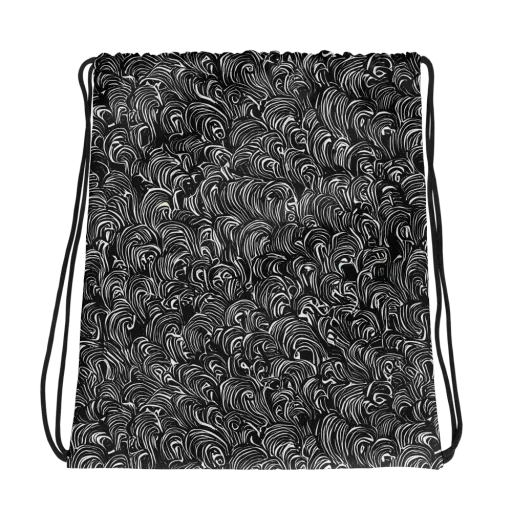 Midnight Feather on a Drawstring Bag
