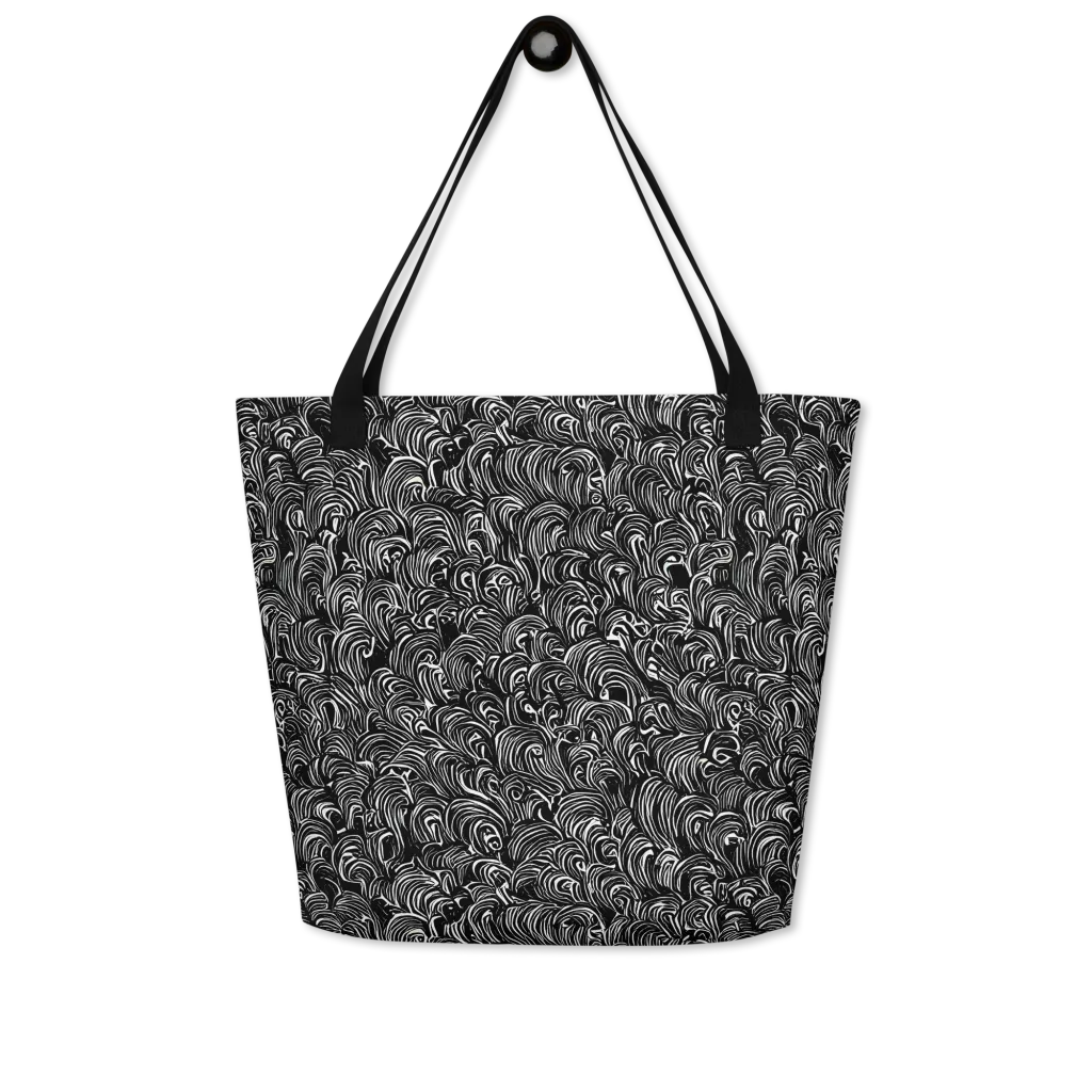 Midnight Feather on Large Tote Bag W/ Pocket — Front