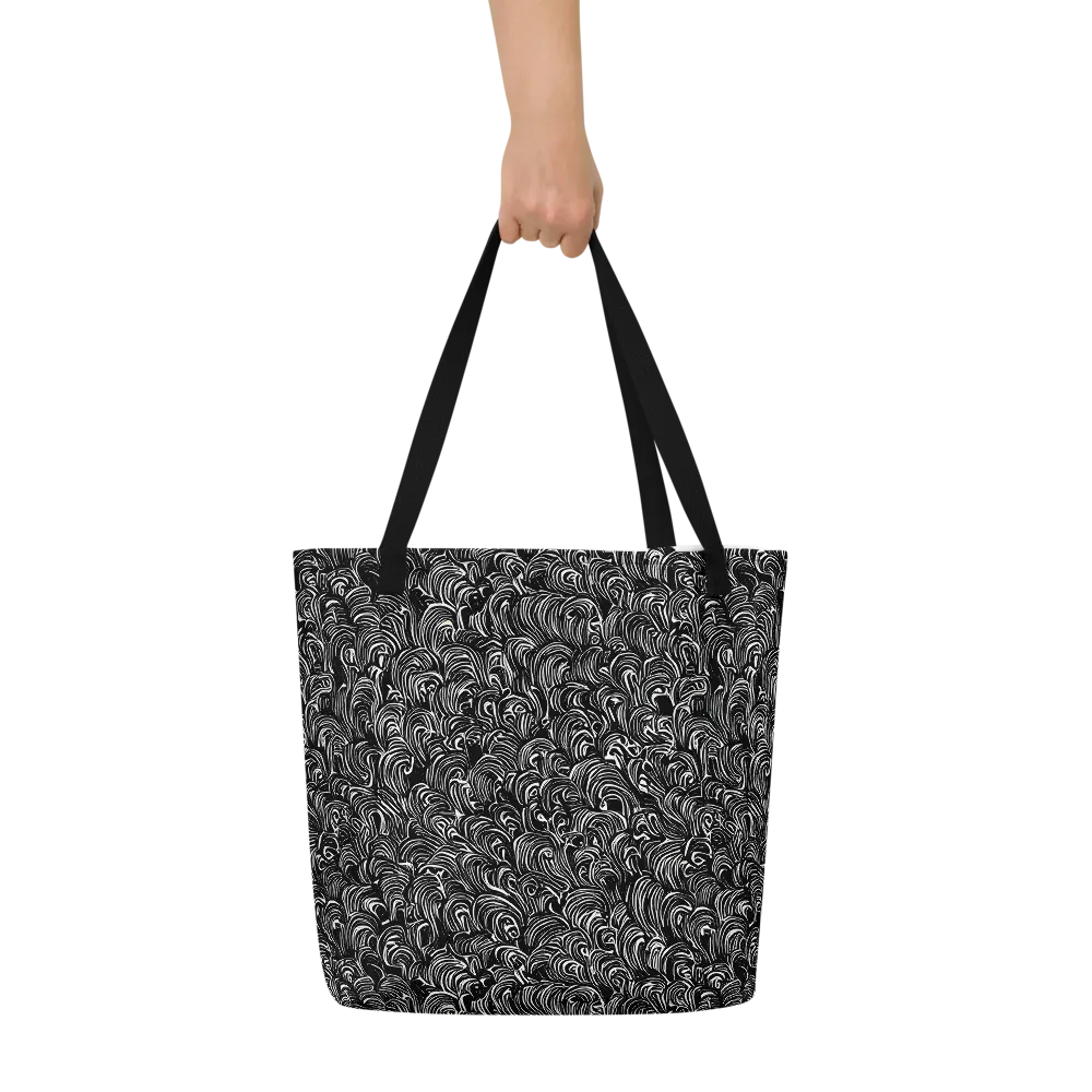 Midnight Feather on Large Tote Bag W/ Pocket — Front