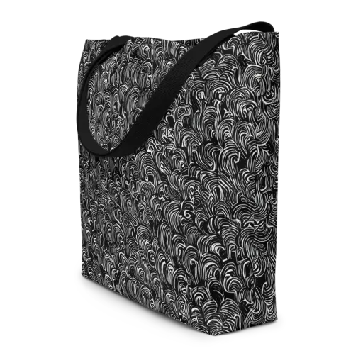 Midnight Feather on a Large Tote Bag W/ Pocket
