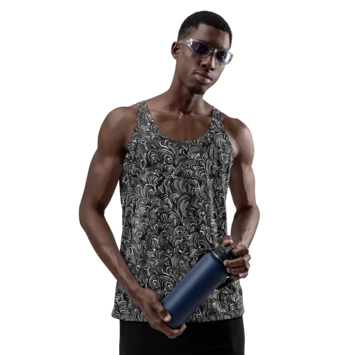 Midnight Feather on a Men's Tank Top