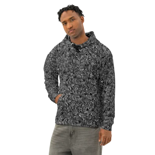 Midnight Feather on a Cotton Hoodie