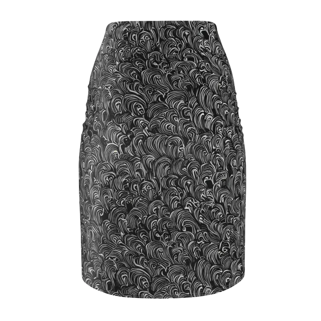 Midnight Feather on Pencil Skirt — Back