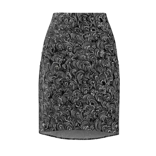 Midnight Feather on a Pencil Skirt