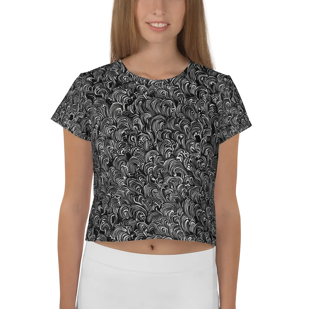 Midnight Feather on Crop Tee — Front