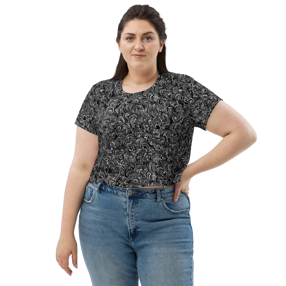 Midnight Feather on Crop Tee — Front