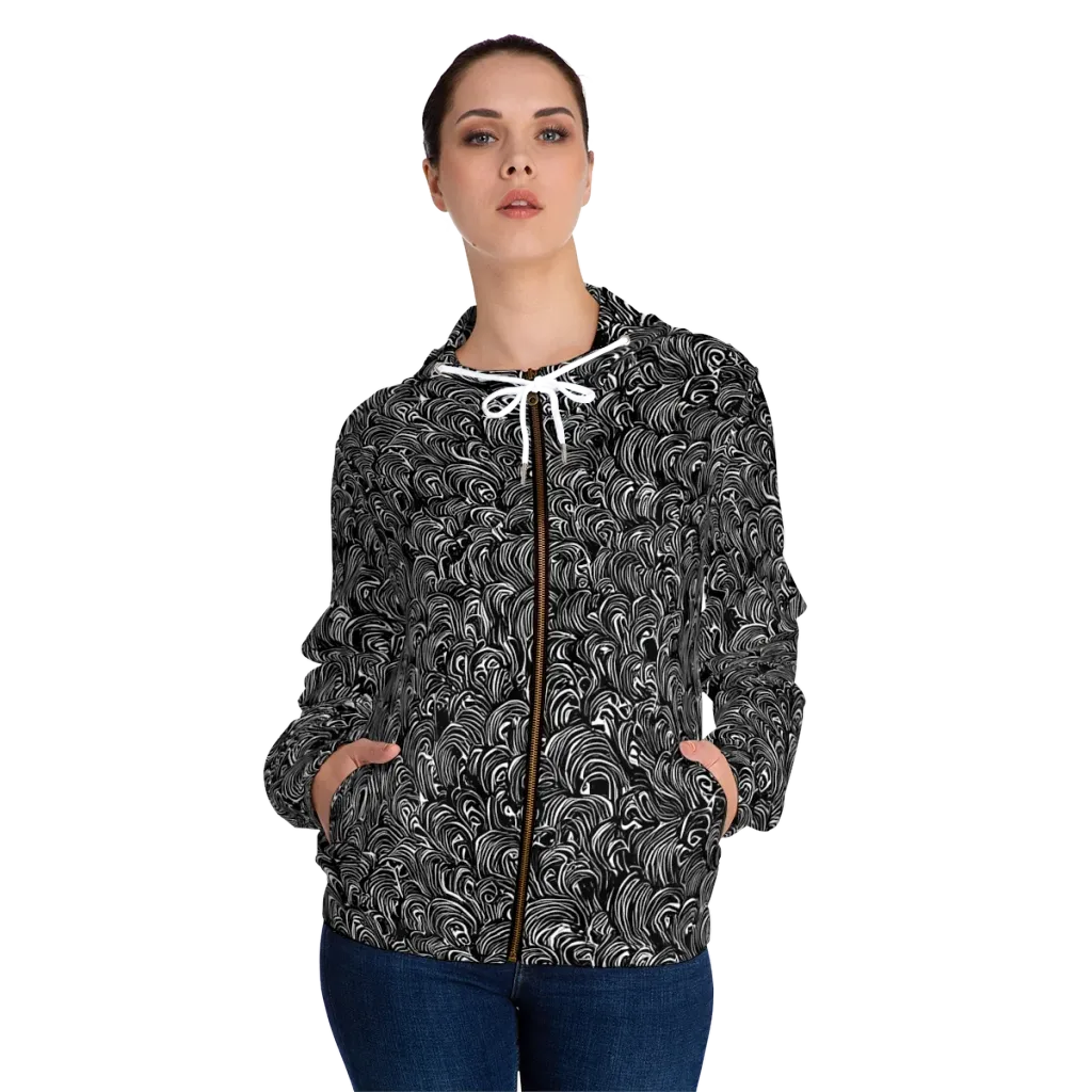 Midnight Feather on Women's Full-Zip Hoodie — Front On Person