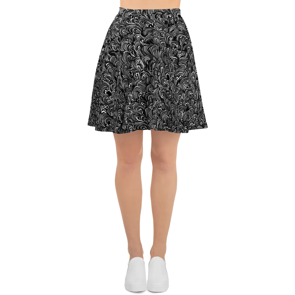 Midnight Feather on Skater Skirt — Front