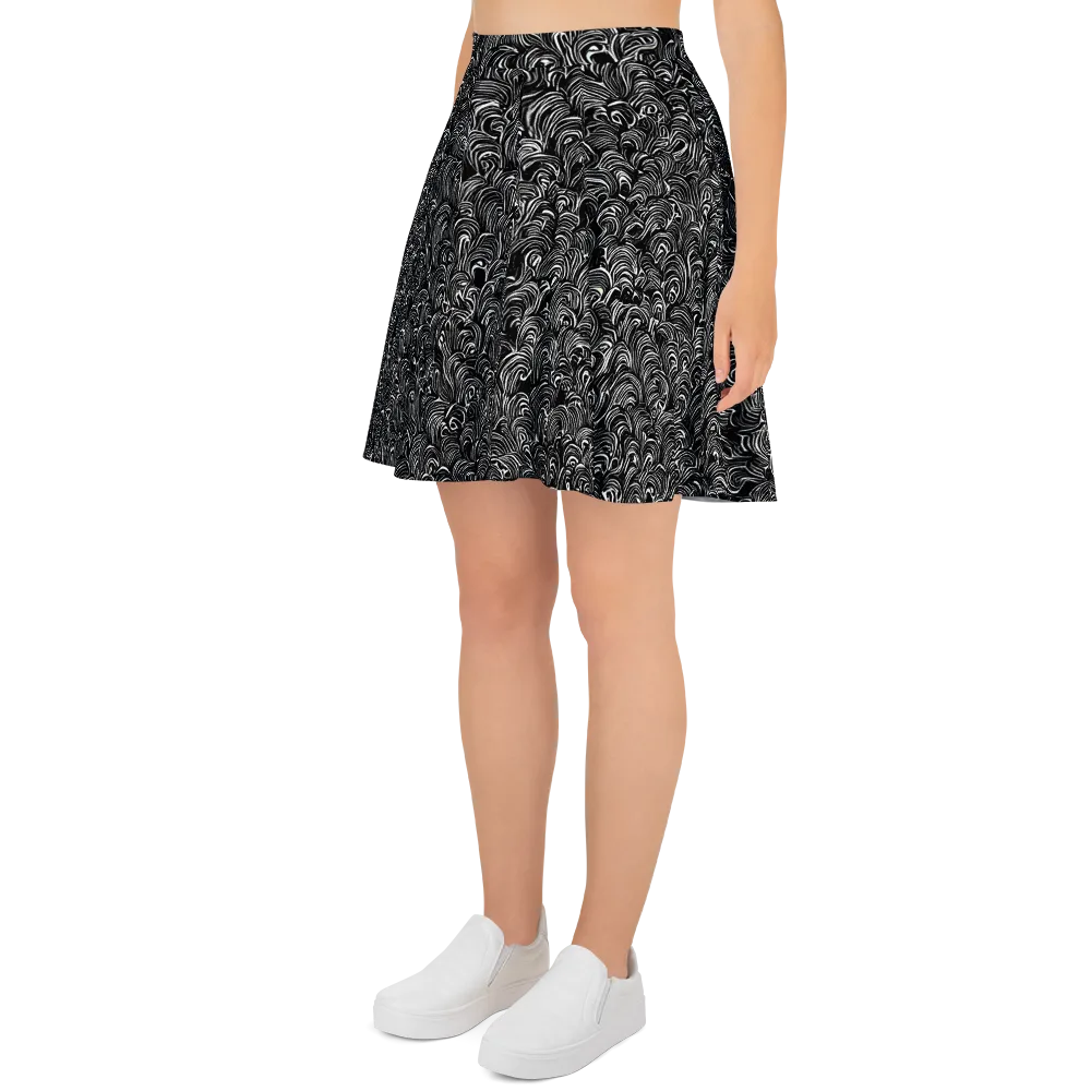 Midnight Feather on Skater Skirt — Left