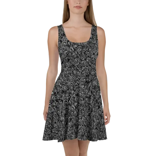 Midnight Feather on a Skater Dress