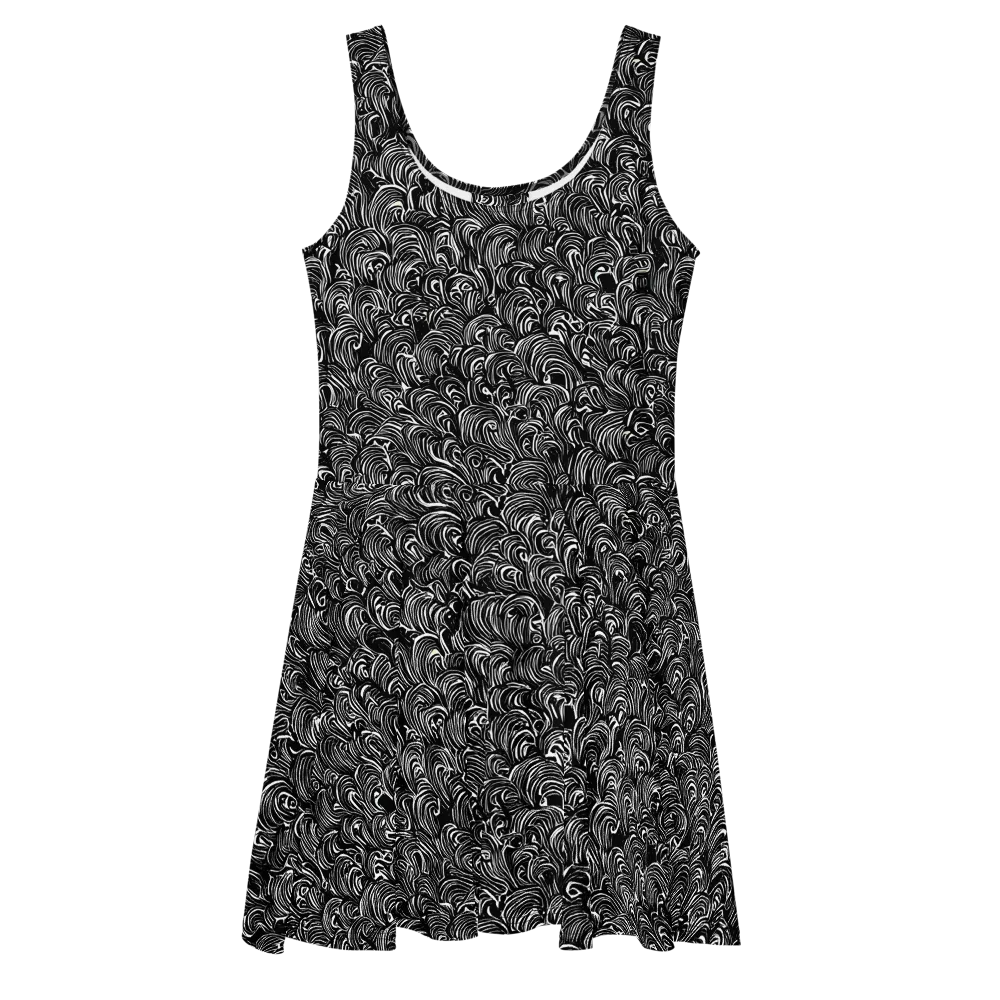 Midnight Feather on Skater Dress — Front
