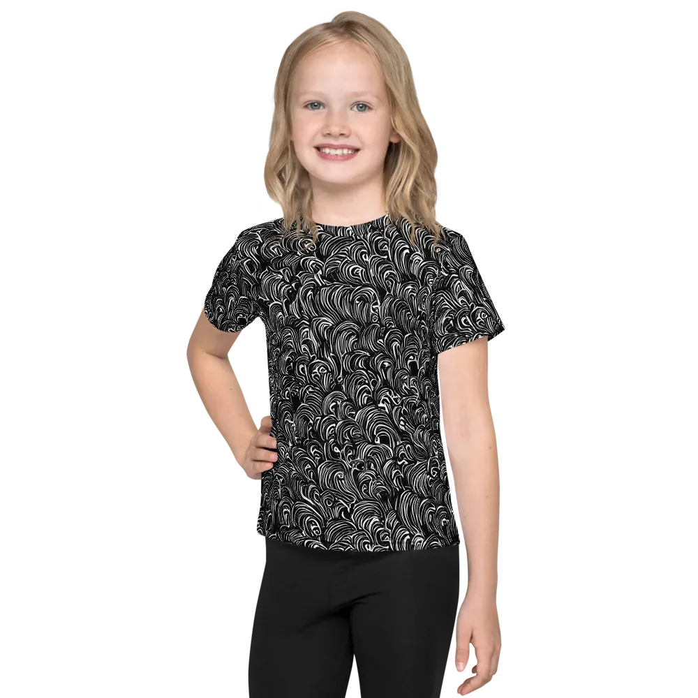 Midnight Feather on Kids Crew Neck T-Shirt — Front