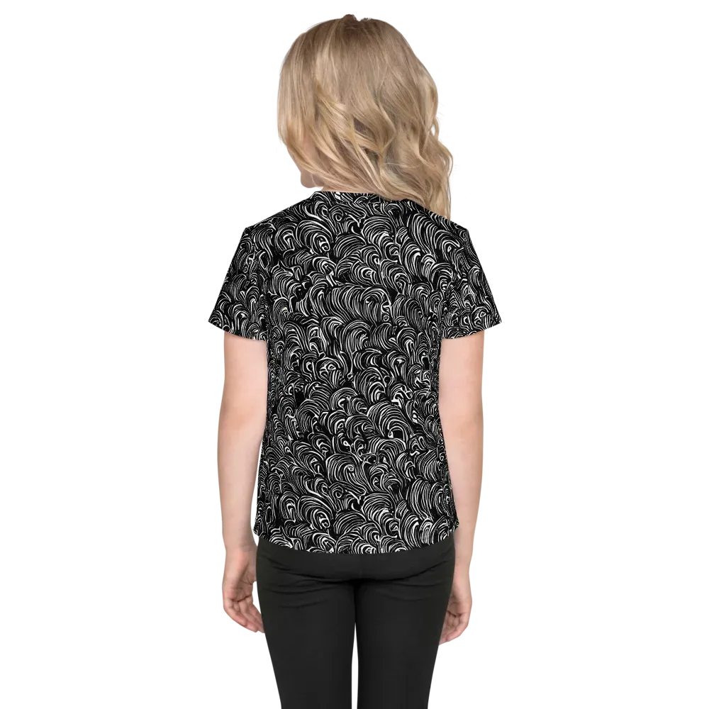 Midnight Feather on Kids Crew Neck T-Shirt — Back