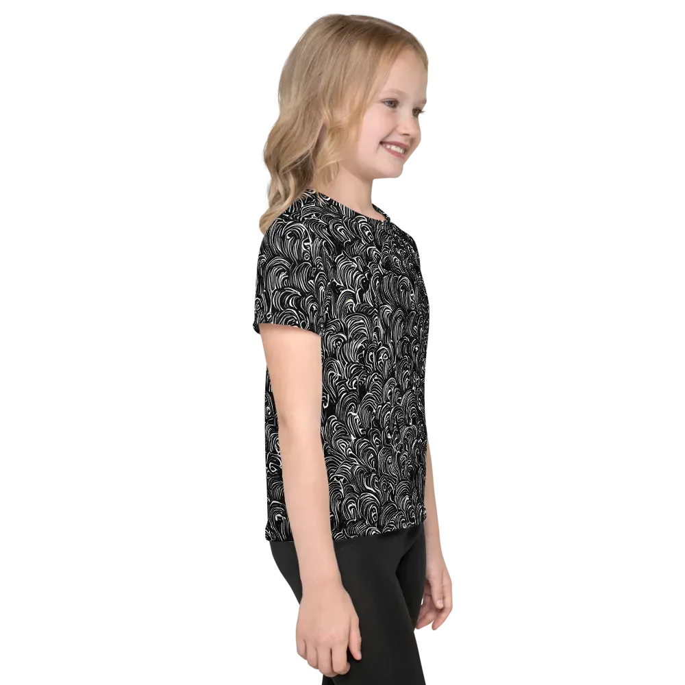 Midnight Feather on Kids Crew Neck T-Shirt — Right