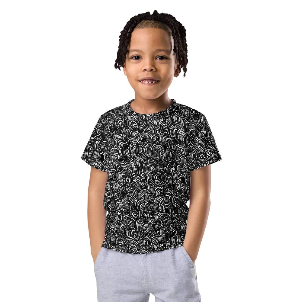 Midnight Feather on Kids Crew Neck T-Shirt — Front